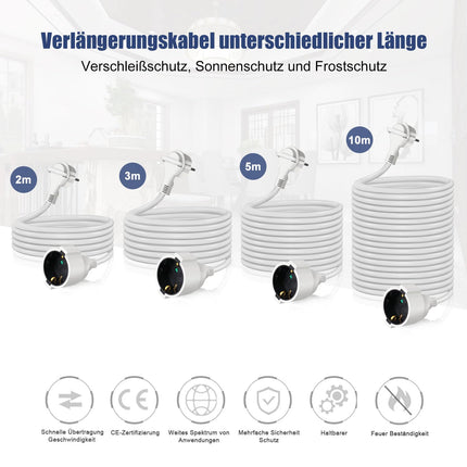 EXTRASTAR pikendusjuhe 10m lameda pistikuga, lame pikendusjuhe sisekasutuseks, lapsekaitsega pistikuga, 16A/250V, 3680W, valge