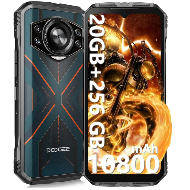 DOOGEE S Cyber ​​​​Õuetelefon ilma lepinguta Android 14-10800mAh, 20GB RAM+256GB ROM/TF 2TB õuetelefon, 6.58" FHD ehitusplatsi mobiiltelefon, 50MP kaamera, kaheksatuumaline vastupidav nutitelefon, IP68/NFC/Face ID/GPS