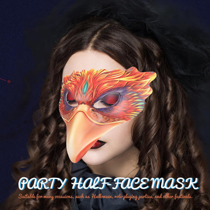 Abaodami halloweeni karnevali maskeraadi linnud loomad tule fööniks cosplay linnumask pika nokaga linnumask varesmask poolmask rekvisiidid pu ainulaadne