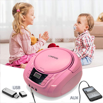 Kaasaskantav CD-mängija Boombox FM-raadio/Bluetoothi/USB/AUX-sisendiga | 3,5 mm mikrofoni- ja kõrvaklapipesa | 2x2W selge stereoheli (LP-D03P)