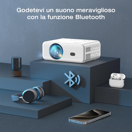 18000 luumeniga projektor, Full HD 1080P miniprojektor, AMEELA videoprojektor, 2.4/5G WiFi Bluetooth projektor, 50%-100% suum, kaasaskantav projektor, mis ühildub teleri/USB/sülearvuti/HDMI/iOS/nutitelefoniga