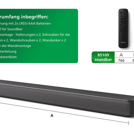 Philips TAB5109 heliriba 2.0-2 kanaliga 120W, DTS Virtual X, Bluetooth 5.4, HDMI ARC, optiline ja USB-ühendus - tumehall