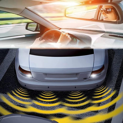 SQUADO parkimisandurid autodele, 4 parkimisanduri komplekt akustilise LED-ekraaniga, värvitav, must