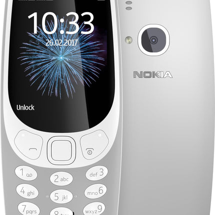 Nokia 3310 2G lukustamata mobiiltelefon (2,4-tolline värviline ekraan, 2MP kaamera, Bluetooth, raadio, MP3-mängija, kahe SIM-kaardiga) retrohall