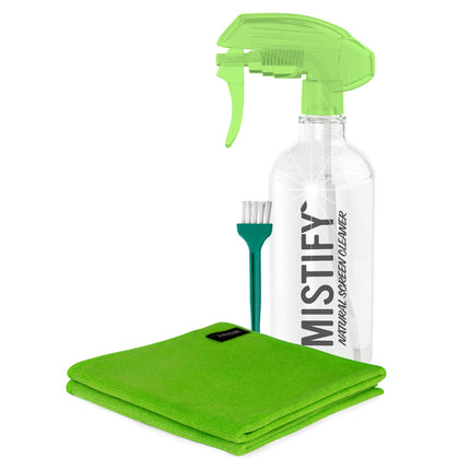 Mistify Natural Screen Cleaner - 500ml Screen Cleaner. Display Cleaner with 2 Microfiber Cloths and Brush [Laptop, PC, Monitor, Touchscreen, Tablet, Smartphone, TV, TFT, LCD, LED, Plasma]