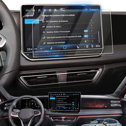LFOTPP [2 tk] Ekraanikaitse, mis ühildub VW Tiguan III MK3 2024 2025 12,9-tollise Discover navigatsiooni-GPS puuteekraaniga, Tiguan 3 12,9-tollise Nano PET 5H kriimustuskindel kaitsekile lisatarvikutega