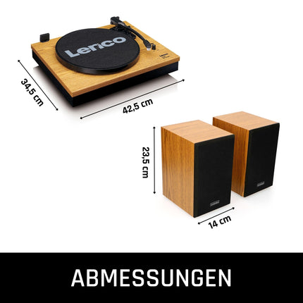Lenco LS-300 - Hi-Fi plaadimängija Bluetoothiga - Väliste kõlaritega 2 x 10 W RMS - Rihmülekanne - Automaatne seiskamine - MDF-korpus - Puit