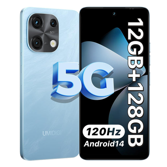 UMIDIGI Note 100 5G Handy Ohne Vertrag,12GB+128GB/1TB Smartphone,Android 14 Octa Core Handy, 6,8" HD+ 120Hz Display,50MP+16MP Kamera, Dual SIM 5G Handys,5000 mAh Akku/Face ID/Fingerprint/GPS/OTG