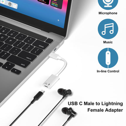 USB-C Lightning-kõrvaklapiadapter iPhone 16 15 Pro Max Plus iPad 10 jaoks, Type-C Lightning-heliadapter Type-C Aux-adapter kõrvaklappide heli ühendamiseks iPad Pro Mini 6 Air 4th Air 5th S23 FE Ultra jaoks