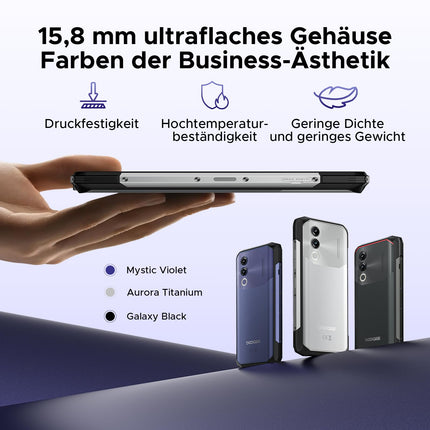DOOGEE Blade 20 Android 15, lepinguta õuetelefon, 10300mAh, 20GB+128GB/2TB, õuenutitelefon, üliõhuke 15,8mm, 6,6" HD+ IPS-ekraan, 16MP kaamera, kolm kaardipesa, IP68, NFC, GPS, Face ID