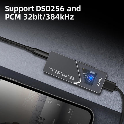 SMSL D10 kõrvaklapivõimendi, kaasaskantav USB DAC 3,5 mm ja 4,4 mm tasakaalustatud kahekordse pesaga, mini-audiovõimendi väljunditega, toetab 500 mW 16 Ω DSD256 PCM 32 bitti/384 kHz kõrglahutusega kõrvaklapivõimendit (must)