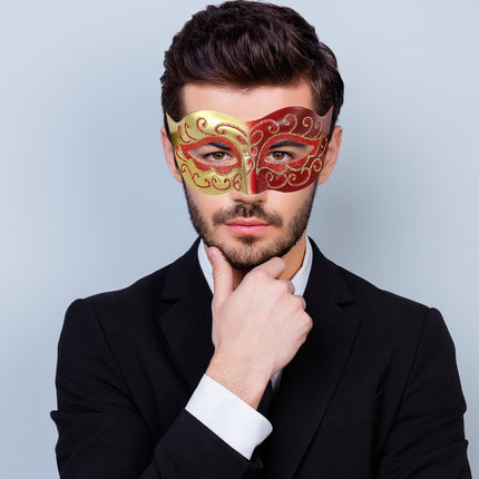 Oidea Veneetsia retro mask meestele: Veneetsia mask meestele, vintage stiilis, karneval, halloweeni kostüüm, kokteilipidu, mardi gras mask, punane