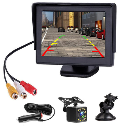 Hodozzy auto tahavaatekaamera öise nägemisega, 12 LED veekindel tagurdussüsteem + 4,3" LCD automonitor, tagurduskaamerad autodele, maasturitele, kaubikutele, pikapidele ja veoautodele