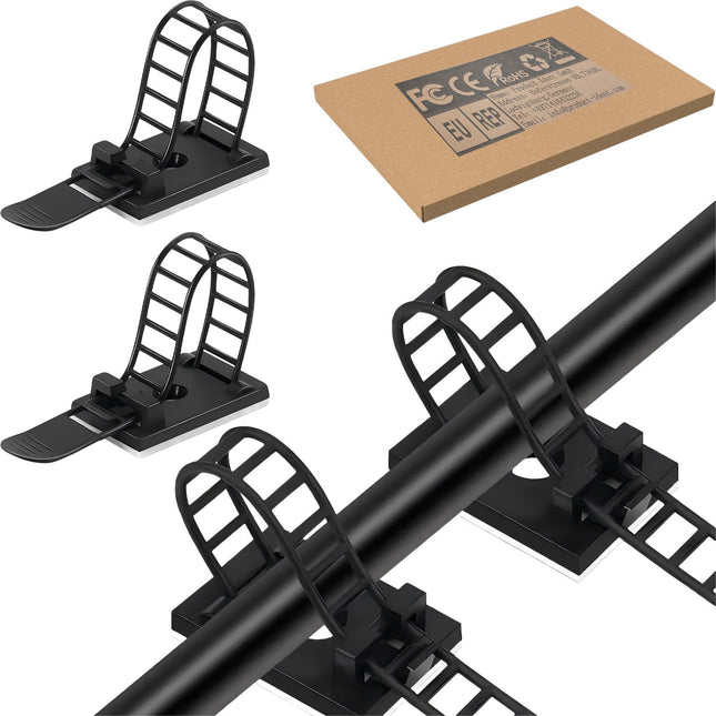SZFUDIGO Desk Wire Organizer Cable Ties Self-Adhesive Cable Clips Cable Management Cable Holder for Desk 100 Pcs Black