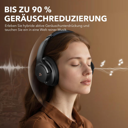 1Mii Y8 juhtmevabad Bluetooth-kõrvaklapid, hübriidne aktiivne mürasummutus, LDAC kõrglahutusega heli, 75 tundi mänguaega, mugav istuvus ja kokkupandavad kõrvaklapid - must-sinine