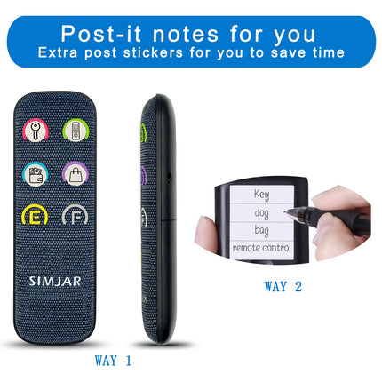 Key finder with thinner receivers and advanced fabric remote controls, SIMJAR 80dB+ RF Item Locator with 40 m working range, 2 RF transmitters and 6 receivers