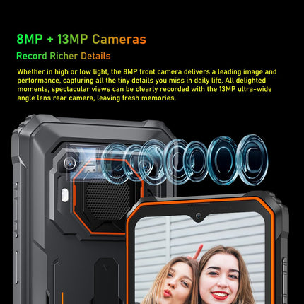 Lepinguvaba õuetelefon Blackview BV6200, 13000mAh aku, 8GB+64GB (1TB laiendusvõimalus), 6.56'' HD+, ArcSoft® 13MP+8MP, Android 13 DUAL SIM IP68 MIL-STD-810H veekindel nutitelefon, GPS must
