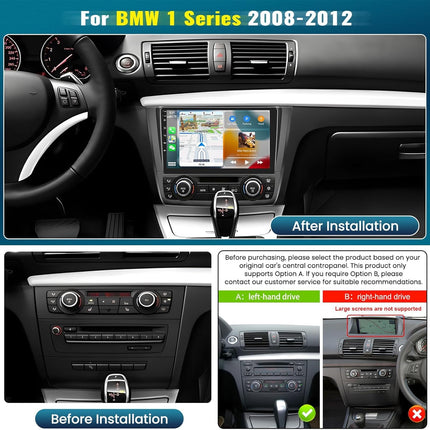 2G+64G Android 13 autoraadio BMW 1. seeria E81 E82 E87 E88 2008-2012 jaoks koos juhtmevaba Carplay, Android Auto, 9-tollise ekraaniga, Mirror Link GPS, Bluetooth HiFi WiFi, FM SWC+tagurduskaamera
