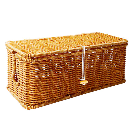 GOMETY käsitsi valmistatud kaablikarp, 33 x 13 x 13 cm kaablihalduskarp, rotangist kaablikorraldaja, kaablite hoiukarp, kaablite peitekarp kaablite ja pikendusjuhete peitmiseks (pruun)