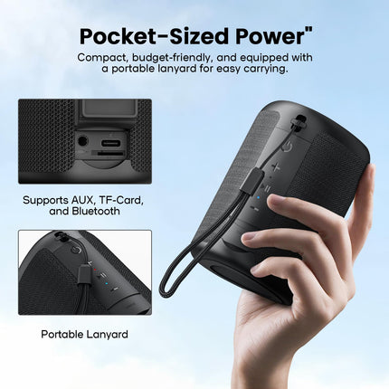 Deeyaple A46 Bluetooth Speaker Bluetooth 5.3, Surround Sound, Compact and Portable, 10 Hours Battery Life, TF Card Playback, Microphone, 3.5mm Audio Input