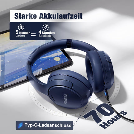 RUNOLIM Bluetooth kõrvaklapid, aktiivse mürasummutusega kõrvaklapid, juhtmevabad Bluetooth kõrvaklapid, 65 tundi mänguaega ANC-režiimis, kõrglahutusega heli, sügav bass, läbipaistvusrežiim