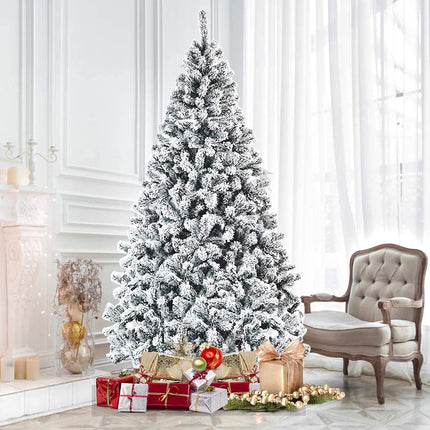Giantex SPSUPE Artificial Christmas Tree made of high-quality PVC, flocked, with solid metal stand, ideal for indoor and outdoor use (2.5 m), white