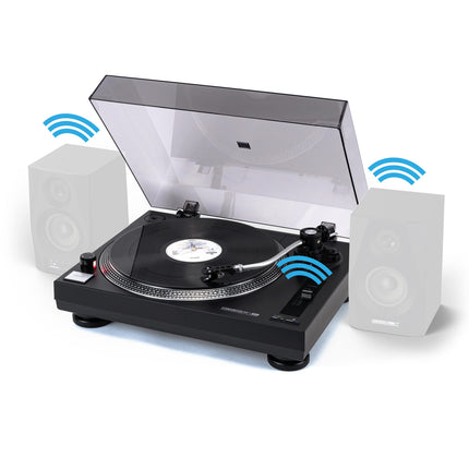 Reloop RT-1 BT belt-drive turntable for DJ and HiFi applications, Bluetooth output for wireless connection to Bluetooth speakers, pre-mounted Ortofon magnetic cartridge system