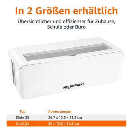 Amazon Basics kaablikarp kaablite peitmiseks ja korraldamiseks - suur, valge