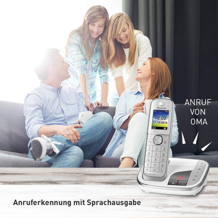 Panasonic KX-TGJ322GW Family Phone with Answering Machine (DUO Cordless Phone, Low Radiation, Do Not Disturb, DECT Base Station) Black/White