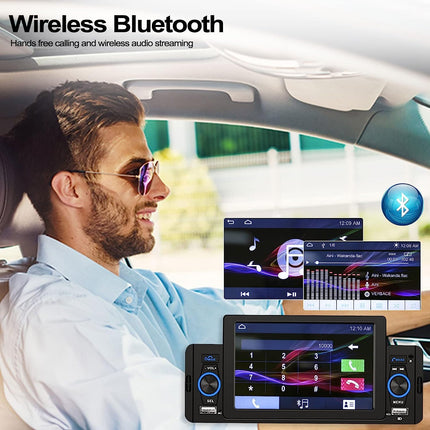 CAMECHO 5-tolline ühe DIN-iga puutetundliku ekraaniga autoraadio Bluetooth-vabakäesüsteemiga, peegliühendusega, FM-raadioga, USB-TF-Aux-sisendiga, kiirlaadimisega, autoraadio tahavaatekaameraga, puldiga, mikrofoniga