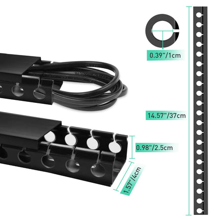 Pack of 5 cable ducts, cable management desk cable covers hiding for office and home, black, 37 * 4 * 2.5 cm
