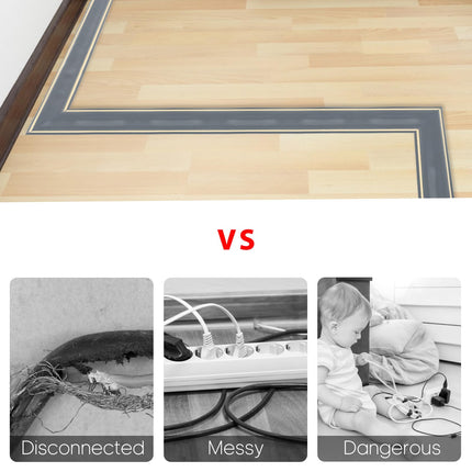 Chudeng 3 Meter Long Gray Self-Adhesive Cable Duct Floor, Silicone Cable Bridge Floor, Cable Management, Cable Cover and Cable Hideaway