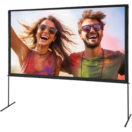VEVOR projektsiooniekraan alusega 120-tolline HD 4K välistingimustes kasutatav siseprojektori ekraan, kiiresti kokkupandav kaasaskantav filmiekraan 16:9 kodukino, telkimise, vaba aja ürituste jms jaoks. Must