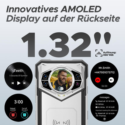 DOOGEE S200 5G õuetelefon Android 14.32GB+256GB õuetelefon ilma lepinguta, 6.72" FHD+ 120Hz 1.32" AMOLED tagumine ekraan, 100MP+20MP 10100mAh, IP68/IP69K/MIL-STD-810H, kahekordne 5G SIM/OTG/NFC/GPS