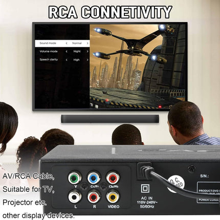 NCONCO DVD-mängija, DVD-mängija, VCD-mängija telerile AV-kaabliga, CD-mängija, USB multifunktsionaalne mängija kaugjuhtimispuldiga koduse stereosüsteemi jaoks