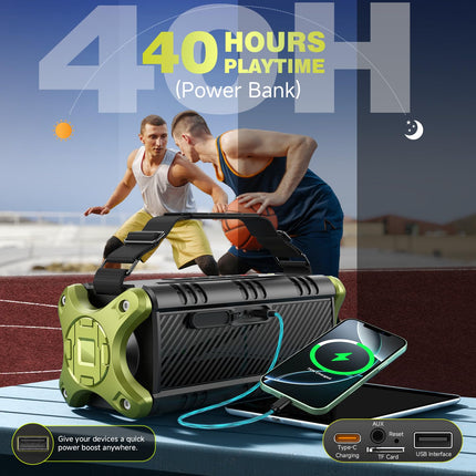 W-KING Bluetooth Speaker Large 90W Peak, Bluetooth Music Box, 50W Deep Bass, IPX6 Waterproof, Portable Party Loud Speaker Boxes, Boombox Outdoor Speaker, 40H, EQ, Power Bank, AUX, TF, NFC