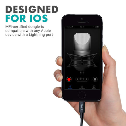 Movo IMA-1 3.5mm TRRS Microphone Adapter Cable to Lightning Connector Dongle, Compatible with Apple iPhone, iPad, Smartphones, and Tablets, Optimized for Microphones/Pro Audio, Black
