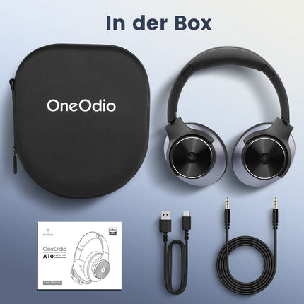 OneOdio A10 Bluetooth-kõrvaklapid hübriidse aktiivse mürasummutusega [kuni 62 tundi] Juhtmevabad kõrvaklapid kõrglahutusega heli, sügava bassi ja mikrofoniga reisimiseks, koju ja kontorisse (mustad)