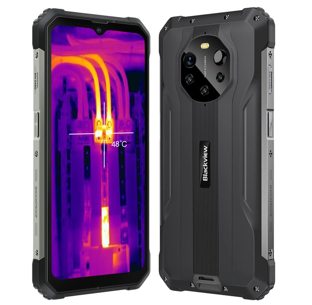Blackview 5G Thermal Imaging Outdoor Smartphone Without Contract BL8800 PRO, 50MP Quad Camera, Dimensity 700 8GB+128GB, 6.58'' FHD+, 8380mAh Battery 33W Fast Charging, IP68 Rugged Mobile Phone NFC GPS OTG Black