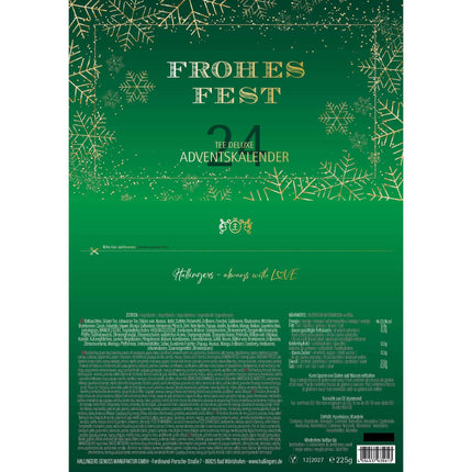 Hallingersi Happy Holidays - Rohelised/Kuldsed Tähed - Tee advendikalender, käsitsi valmistatud, vegan ja gluteenivaba keeratava korgiga purkides (komplekt) - emadepäeva- ja isadepäevakingitused | Paranemist Hanuka sõprusega