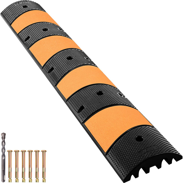 VEVOR Cable Protector, 1 Pack 2-Channel Driveway Protector, 185 cm Long Modular Speed ​​Bump with a Load Capacity of 9,980 kg, 185 x 31 x 5.5 cm Garage Cable Protection Mat for Asphalt Concrete Gravel Driveways