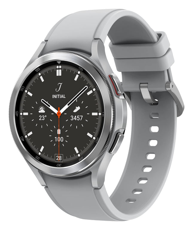 Samsung Galaxy Watch4 Classic, Round Bluetooth Smartwatch, Wear OS, Rotating Bezel, Fitness Watch, Fitness Tracker, 46 mm, Silver (German Version)