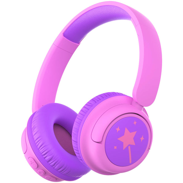 iClever Bluetooth kõrvaklapid lastele, 60-tunnine aku tööiga, helitugevuse piirang 74/85 dBA, stereoheli, Type-C, Bluetooth 5.4, juhtmevabad laste kõrvaklapid mikrofoniga tahvelarvuti/reisimiseks, roosa/lilla