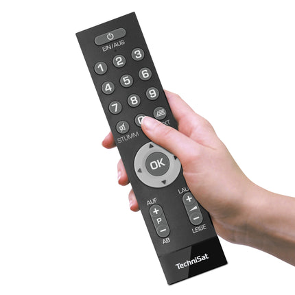 TechniSat ISIZAPPER Universal – Learning remote control for seniors with extra-large buttons and LED signal light for visual confirmation