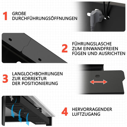 iVengo® XL kaablikanali laud TÜV-testitud [2x50cm] ideaalse kaablihalduslaua jaoks - avar kaabli marsruutimislaud [2 tk komplekt] - vastupidav ja nutikas kaablikanali laud - must