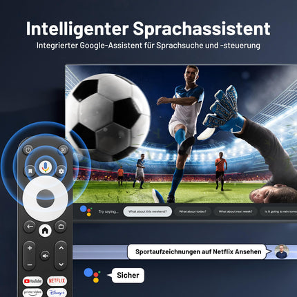 Android TV Box - 4K nutiboks Android TV 14.0, ühildub Google'i ja Netflixi sertifikaatidega, toetab Dolby Vision DD+, DTS-i, 4 GB RAM-i ja 32 GB ROM-i, WiFi6, BT5.0, AV1, HDR10+, häälassistent, Ethernet