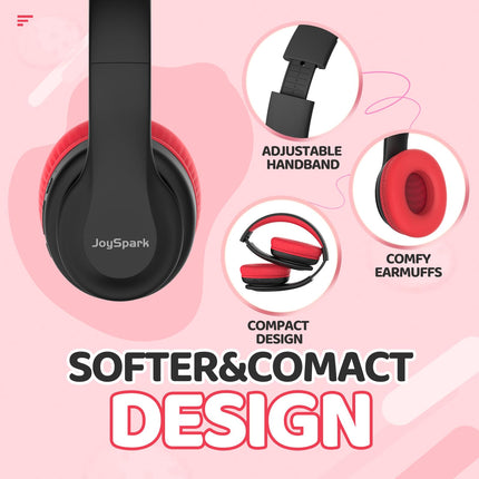 JoySpark Bluetooth laste kõrvaklapid, kõrvaklapid 85/94dB helitugevuse piiranguga, 60 tundi mänguaega, Bluetooth 5.3, sisseehitatud mikrofon (must)