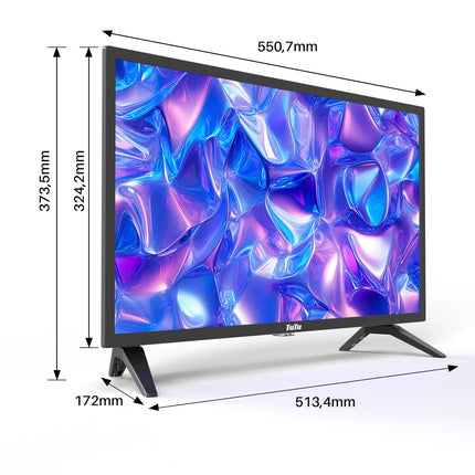 TuTu TV 24-tolline (60 cm) HD LED-teler kolmekordse tuuneriga (DVB-T/T2-CS/S2), USB-meediapleieriga, HDMI, VGA, CI/CI+, hotellirežiim (2024, 220 volti)