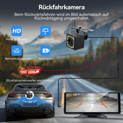 Carpeer CarPlay ja Android Auto ekraaniga autostereo, autoekraan, 10,26-tolline IPS-puuteekraan, digitaalne vastuvõtja 1080p tahavaatekaameraga, Super Link, GPS-navigatsioon, S1ri, Bluetooth-heli, FM, AUX