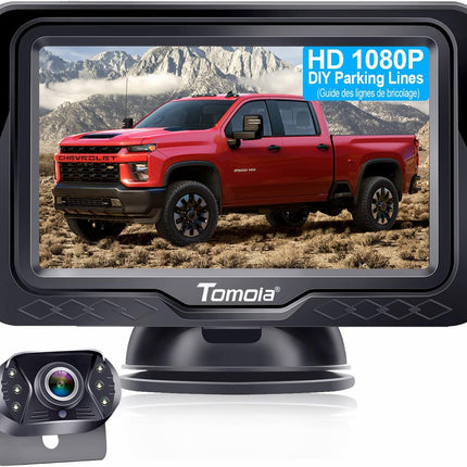 Tahavaatekaamera Lihtne seadistamine Plug-Play: Värviline Selge Pilt Öine Nägemine DIY Juhendid HD 1080P Viivituseta Auto Tahavaatekaamera 4,3" LCD-ekraaniga IP69 Veekindel Veokile/Maasturile Tomoia T1